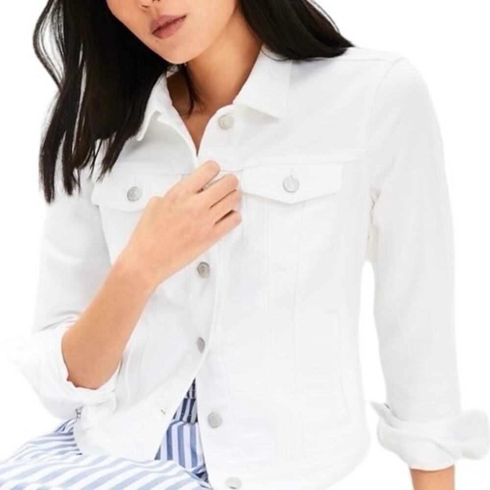 Ann Taylor LOFT NEW White Classic Trucker Denim Jacket Size M
